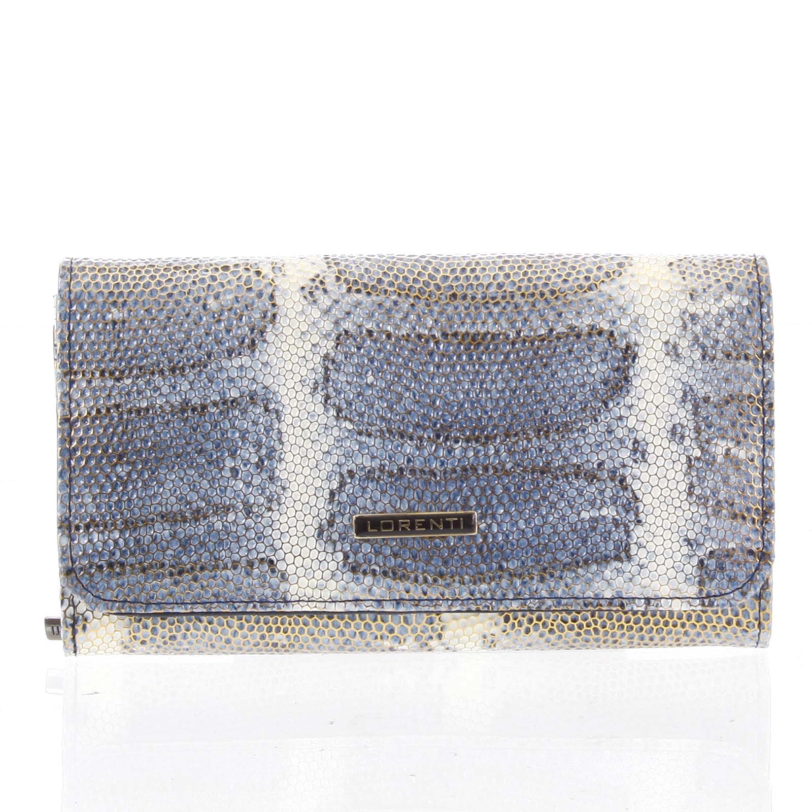 Luxusná hadia kožená modrá peňaženka s odleskom - Lorenti 110SK modrá