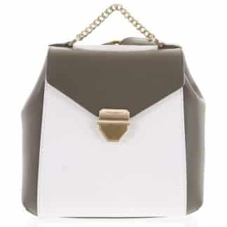 Malý luxusní kožený olivovo bílý batůžek/kabelka - Hexagona Zondra bílá