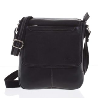 Stylová černá prošívaná pánská kožená taška - Sendi Design Luis černá
