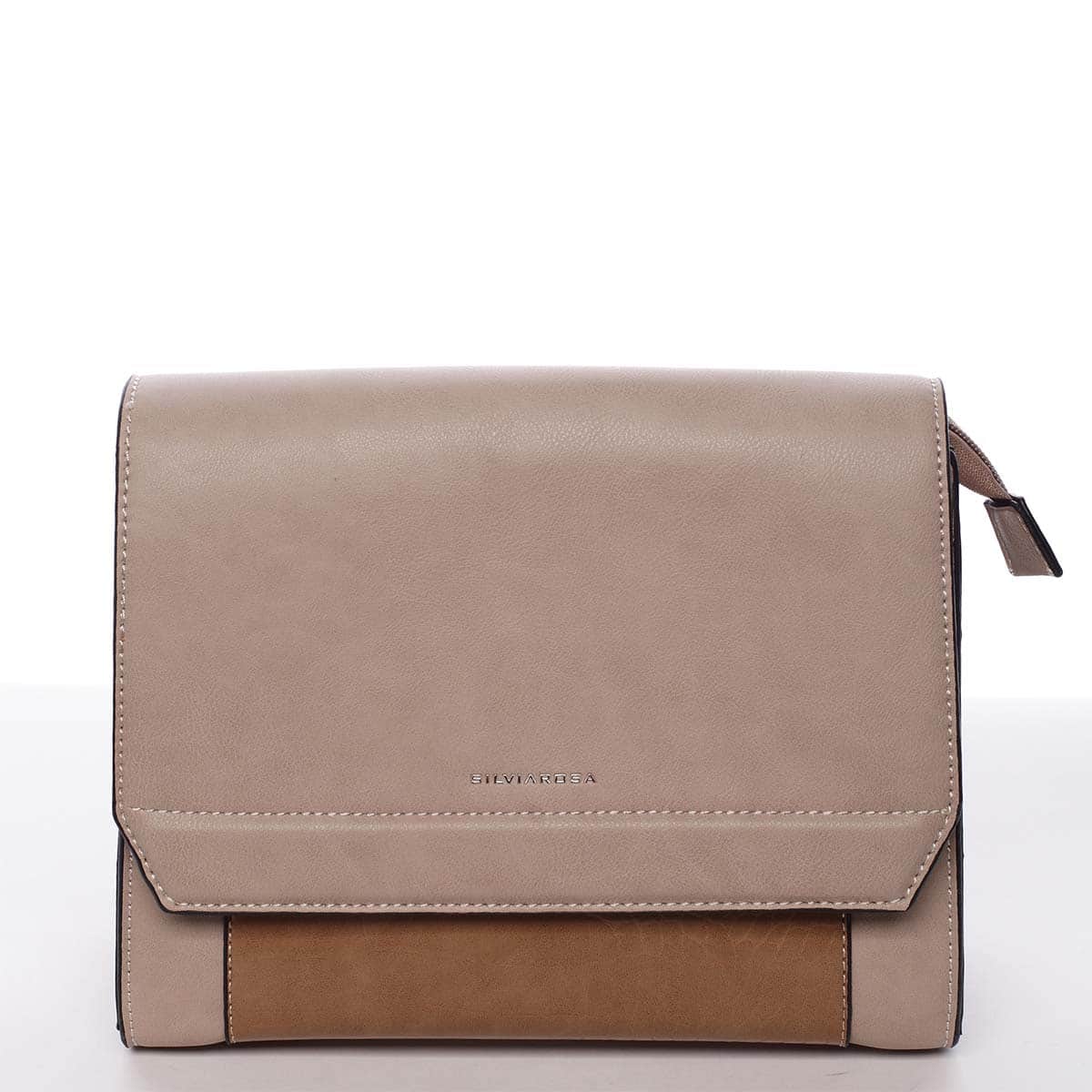 Elegantní pevná dámská crossbody kabelka taupe - Silvia Rosa Molly Taupe