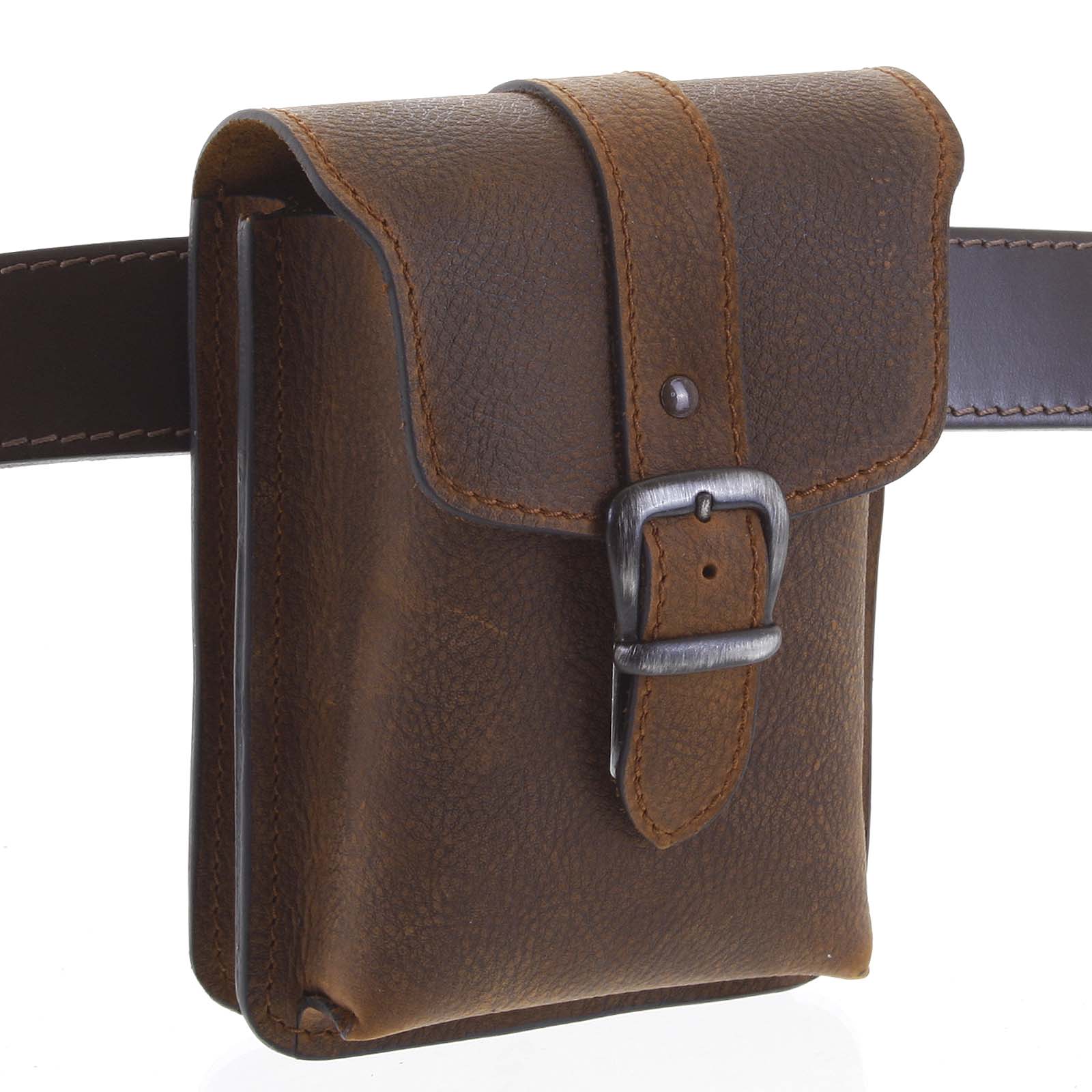 Pánská kožená kapsa na opasek hnědá - Kabea Hepp  hnědá