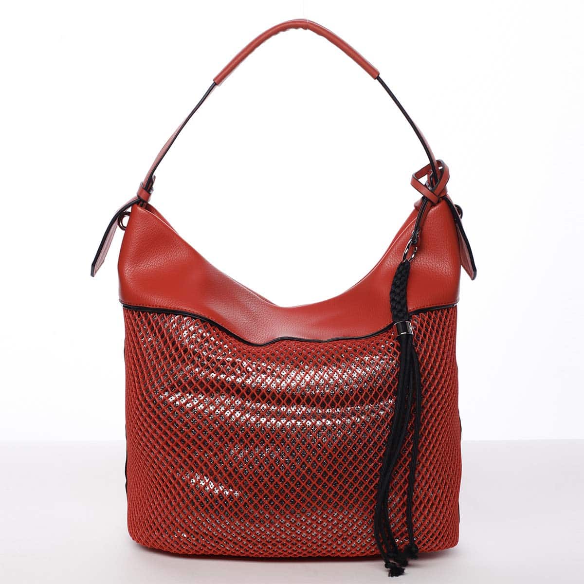 Velká perforovaná dámská kabelka přes rameno červená - Maria C Saghari červená
