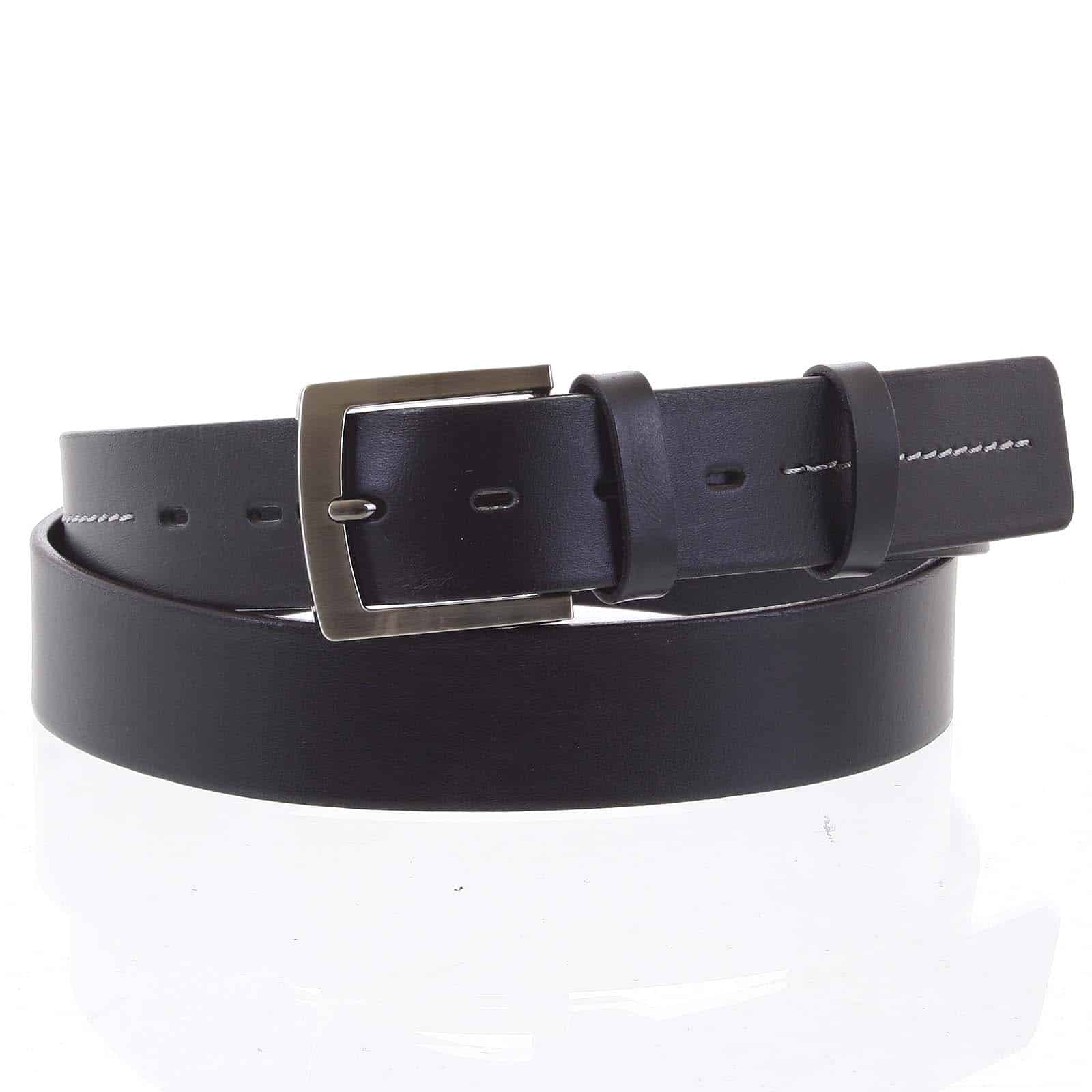 Pánský kožený opasek jeansový černý - PB Mael 95 černá