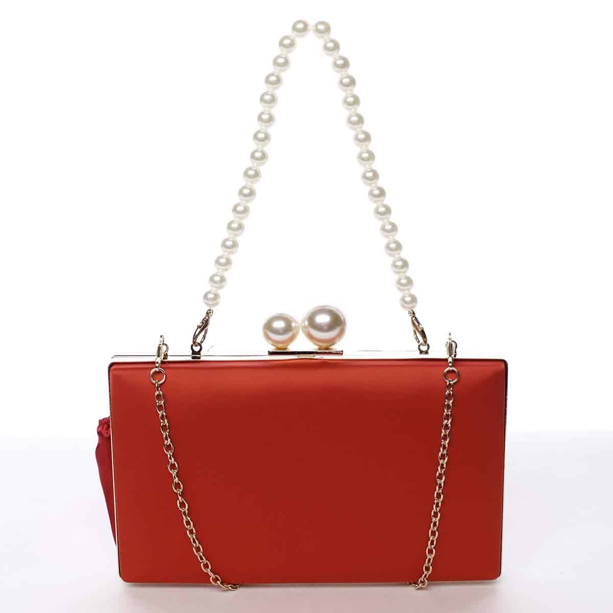 Luxusní dámské saténové psaníčko s perlami červené - Michelle Moon Seeland červená