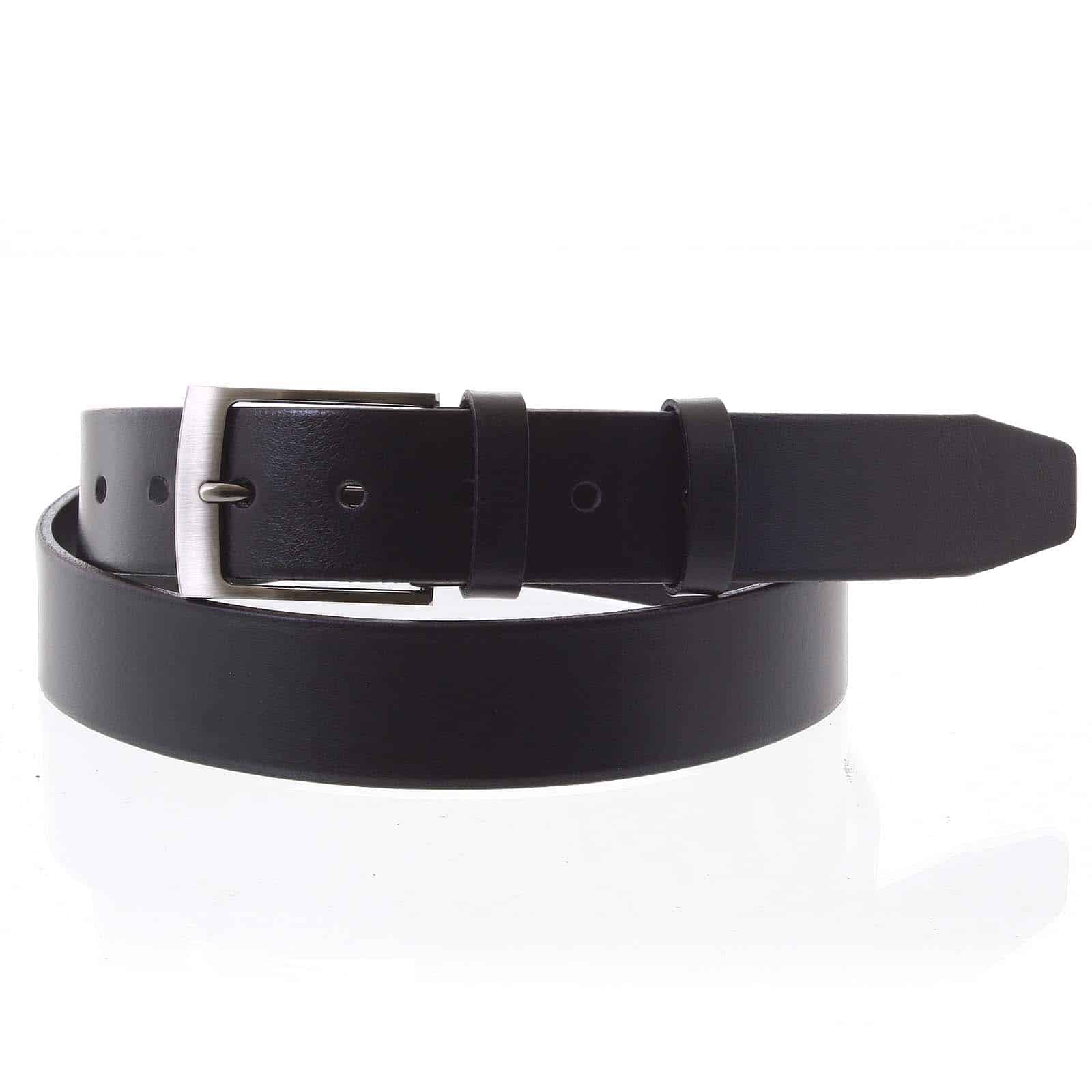 Pánský kožený opasek jeansový černý - PB Julius 95 černá