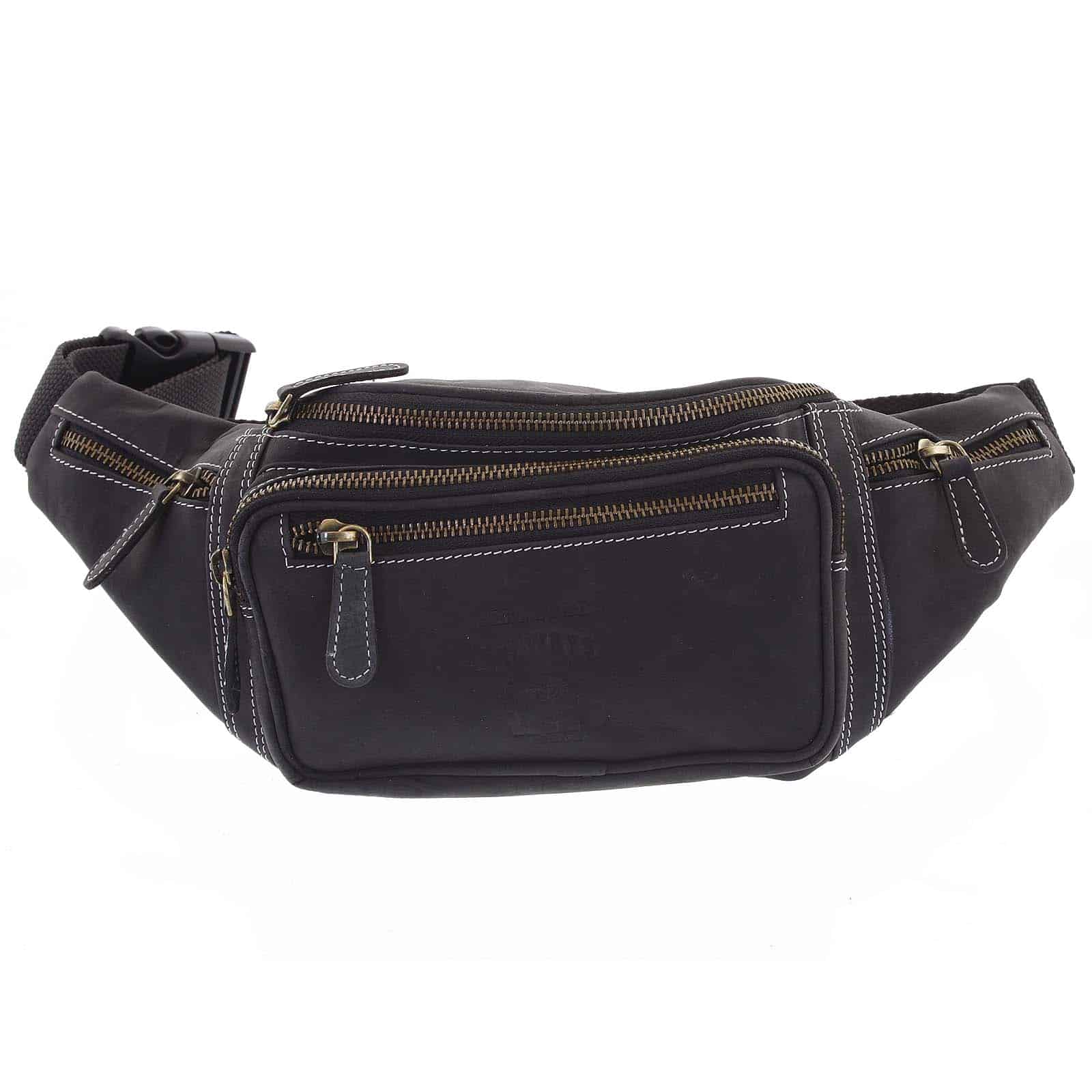 Pánská kožená ledvinka na doklady černá - WILD Fazal černá