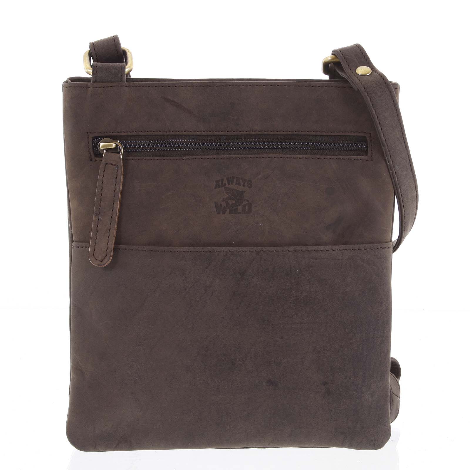Pánská kožená crossbody taška tmavě hnědá - WILD Graison hnědá