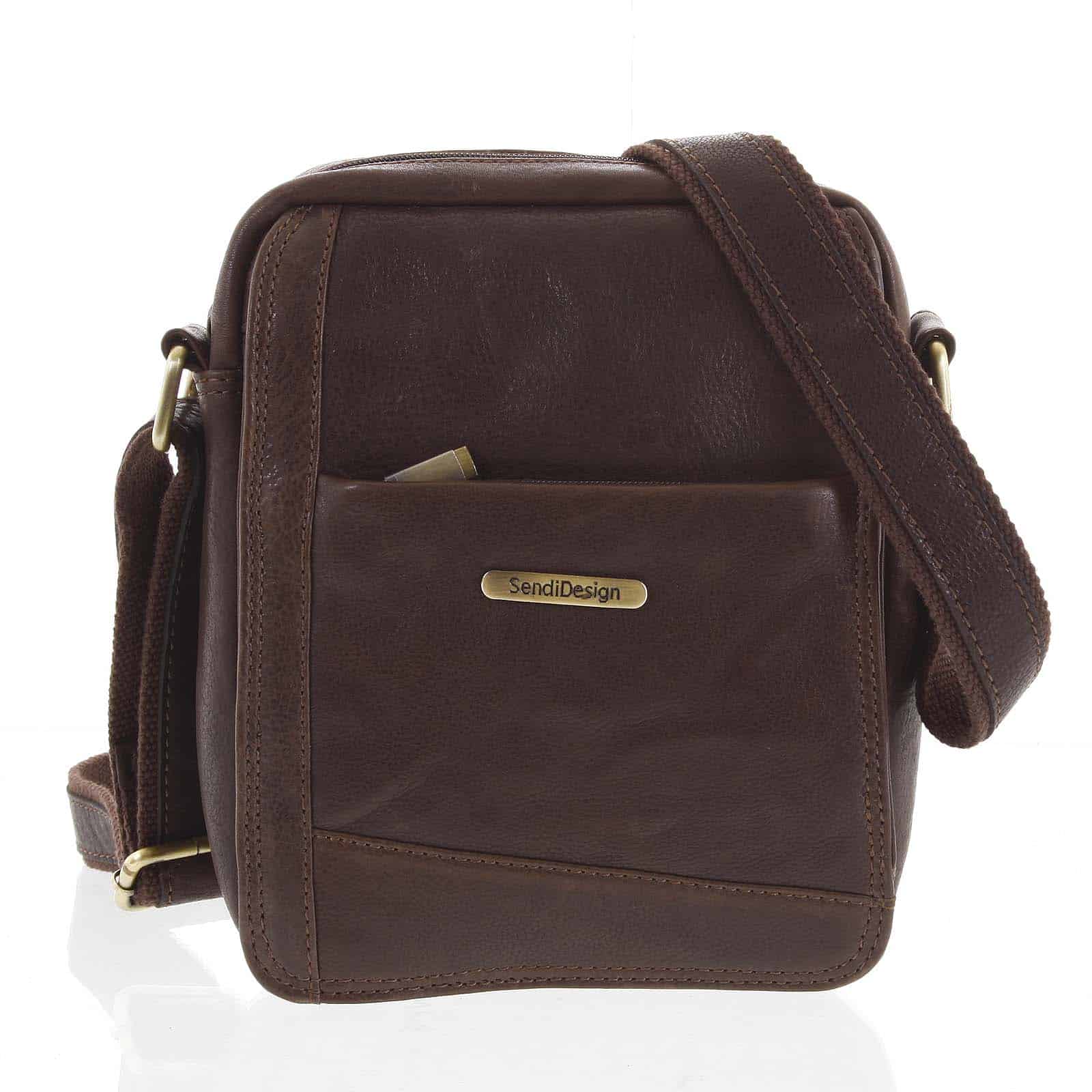 Pánská kožená taška na doklady hnědá - SendiDesign Eser hnědá