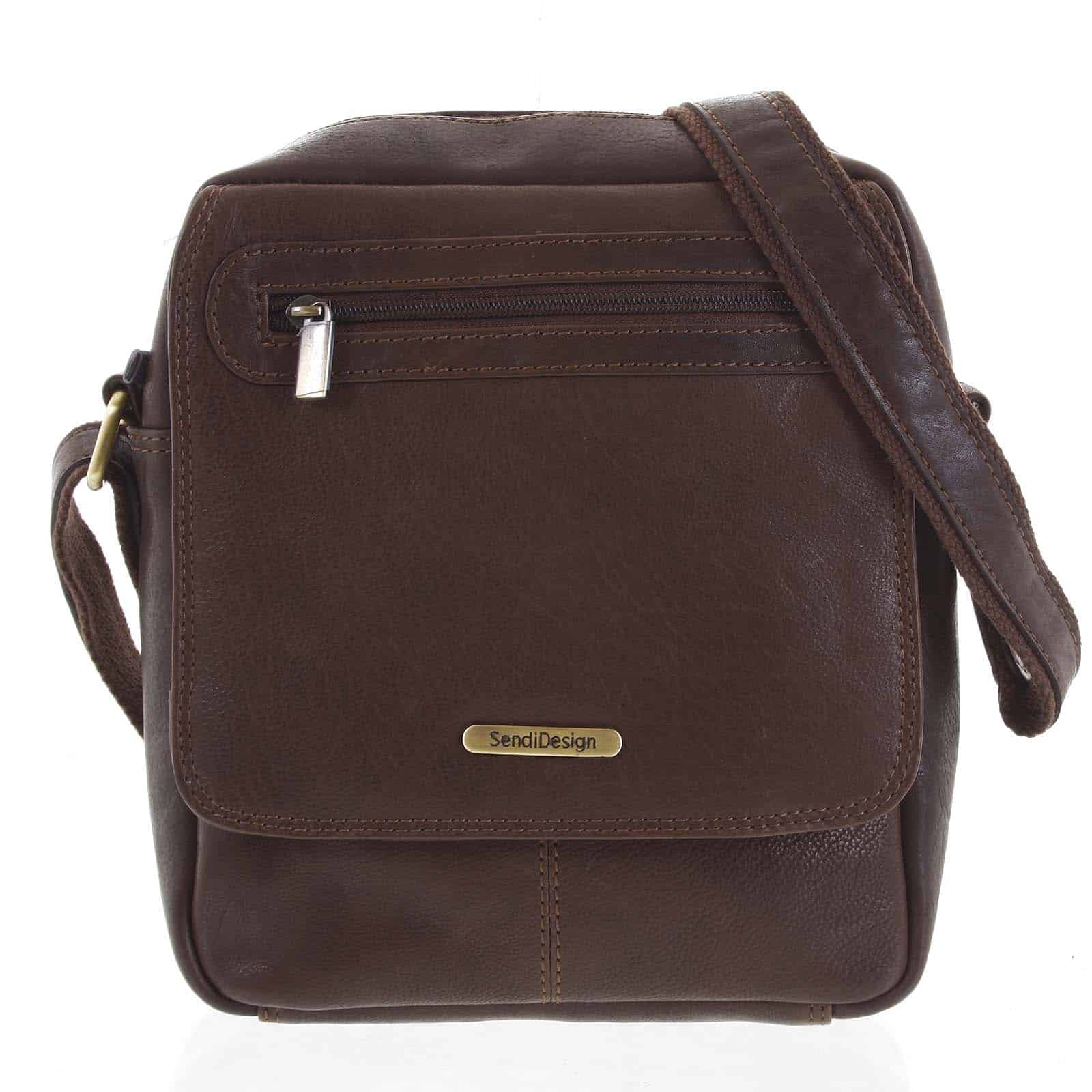 Kožená pánská taška přes rameno hnědá - SendiDesign Edmar hnědá
