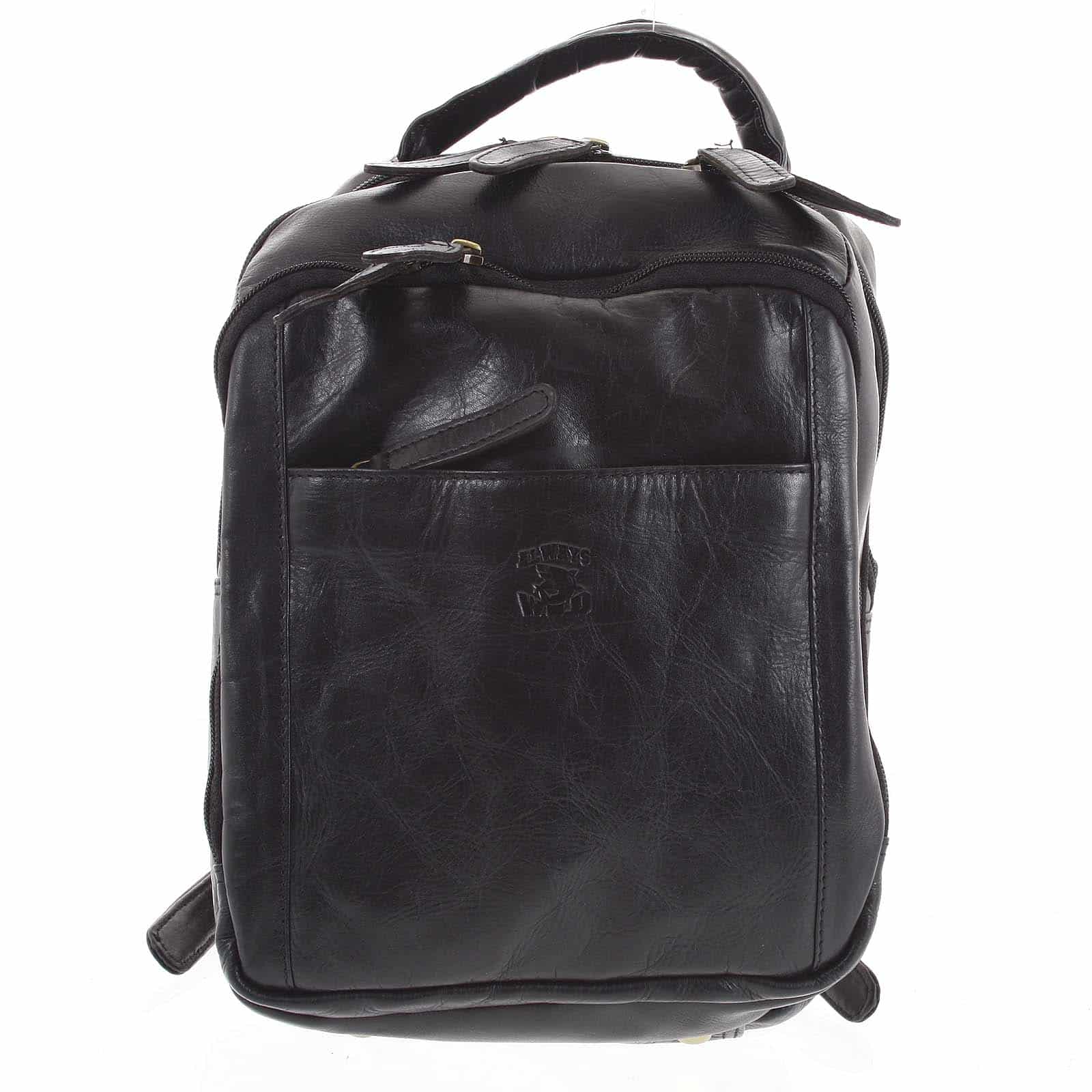 Pánský kožený batoh černý - WILD Josemar černá