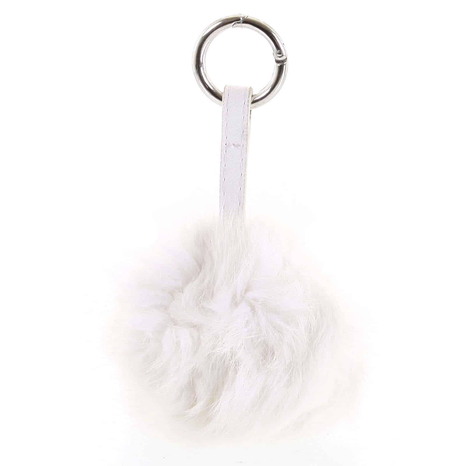 Přívěsek na kabelku bílý - bambule 101 bílá