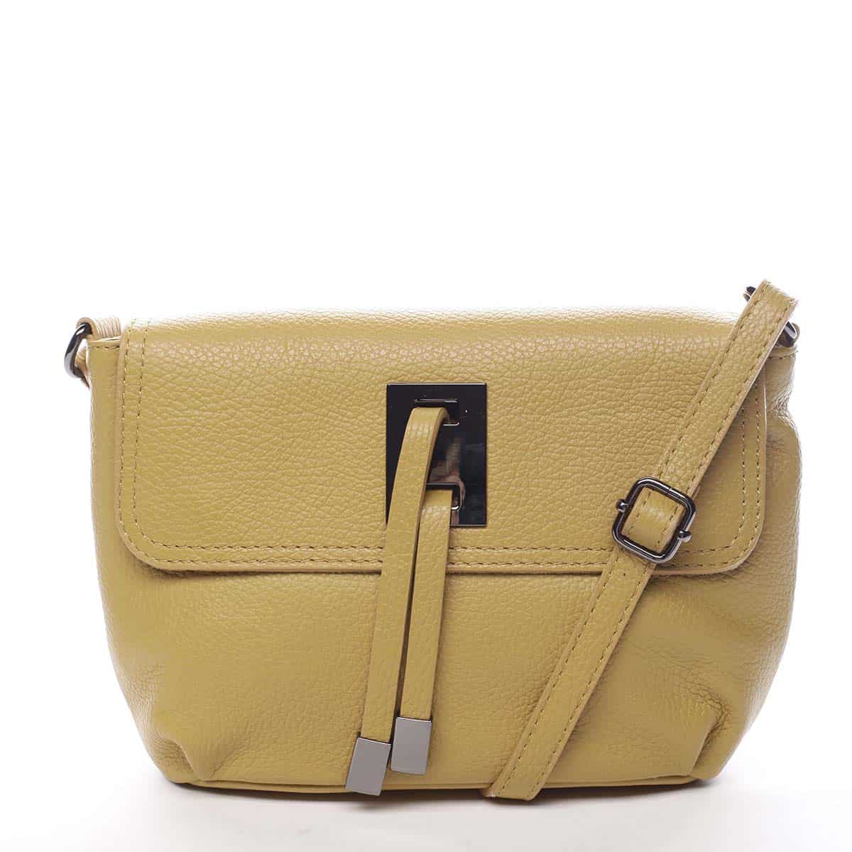 Dámská kožená crossbody kabelka žlutá - ItalY Porta žlutá