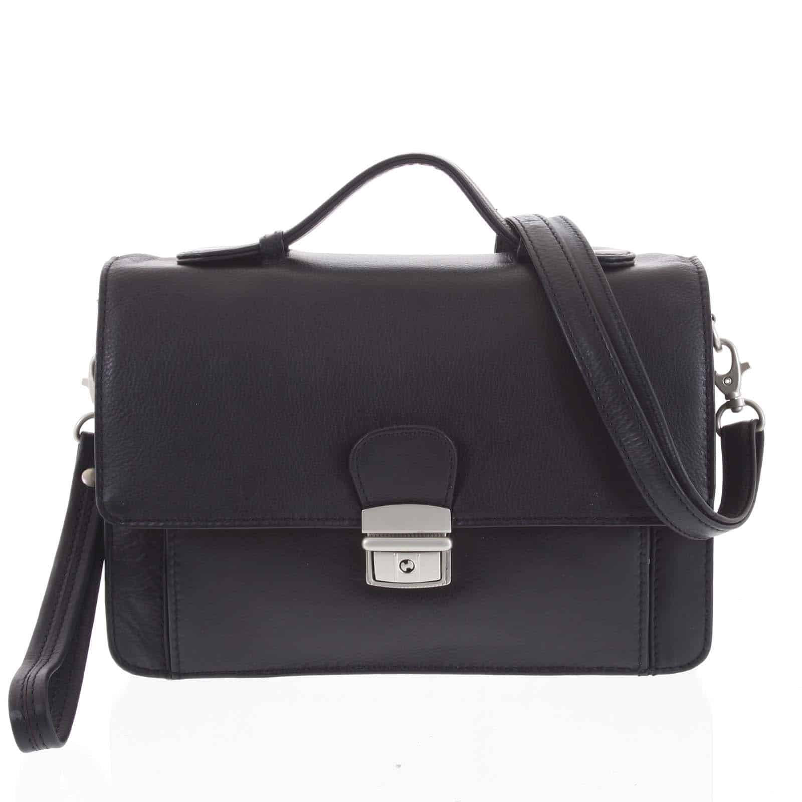 Pánské černé hladké kožené etue 0518 s uchem černá