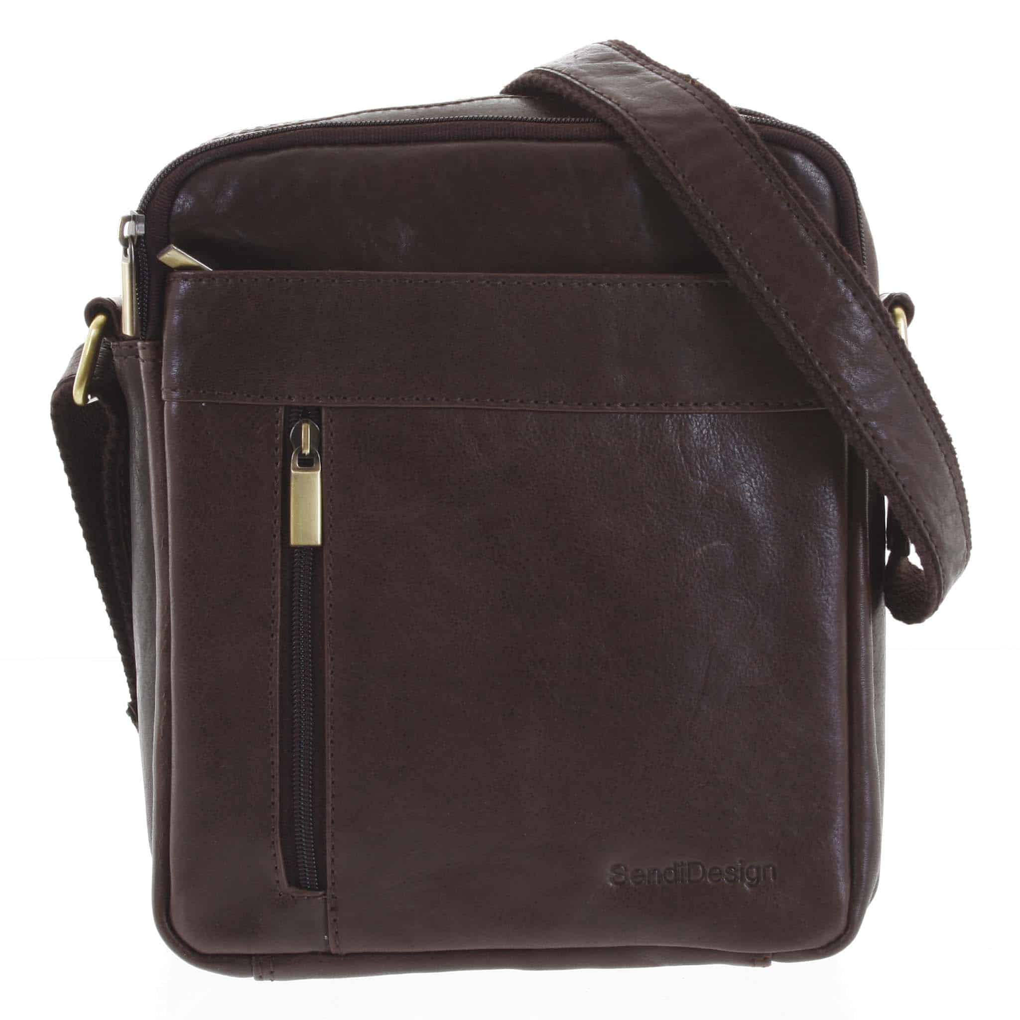 Pánská kožená taška přes rameno tmavě hnědá - SendiDesign Lennon hnědá