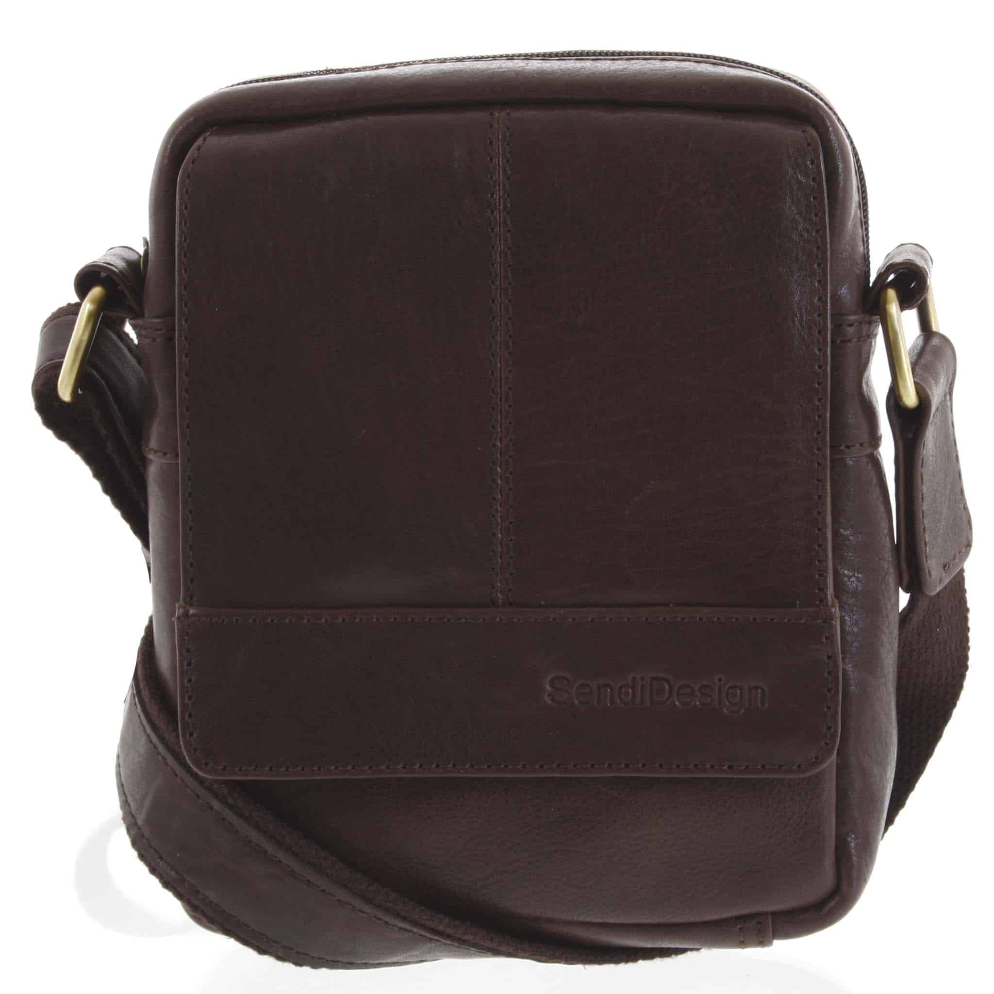 Pánská kožená crossbody taška na doklady tmavě hnědá - SendiDesign Niall hnědá