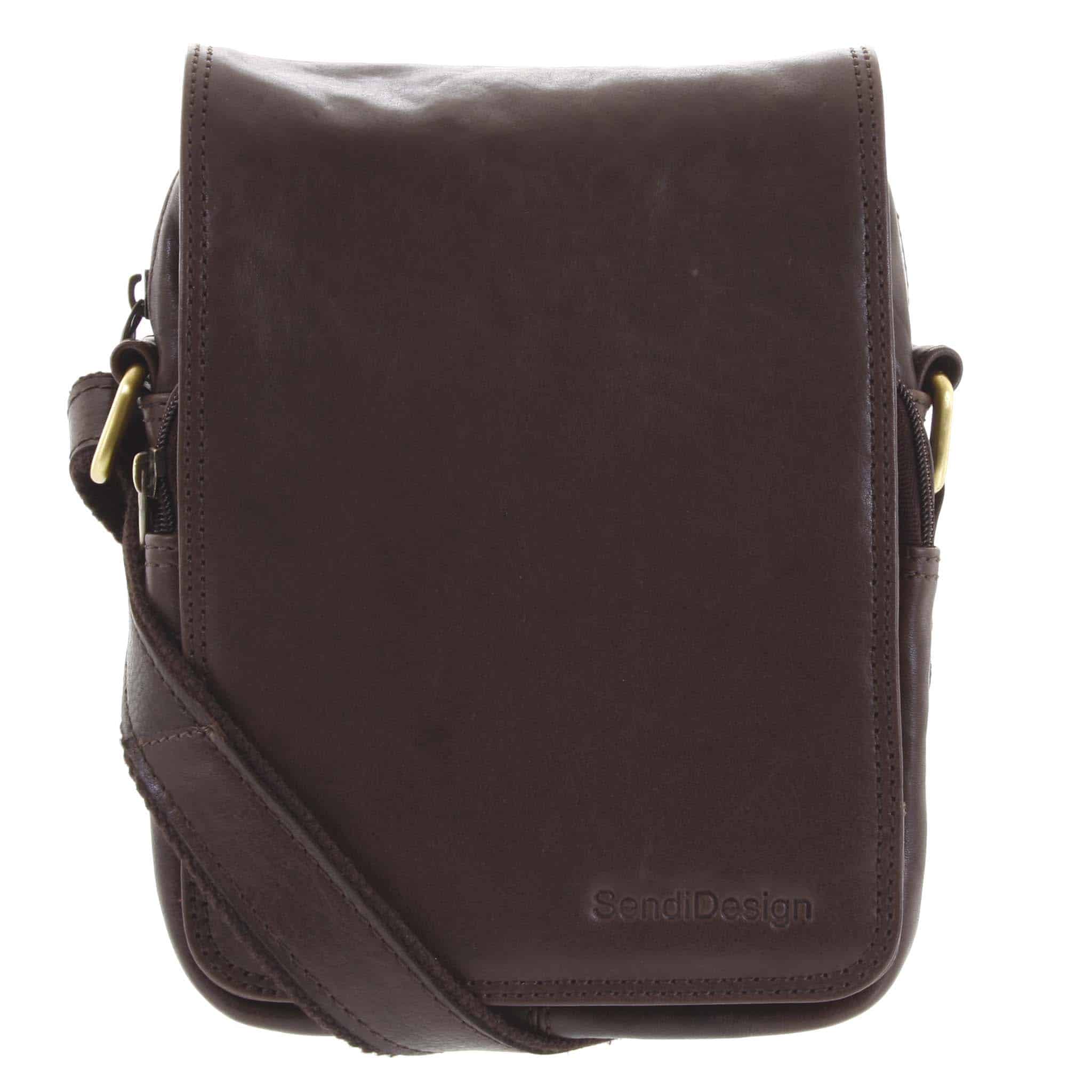 Pánská kožená taška přes rameno tmavě hnědá - SendiDesign Muxos hnědá