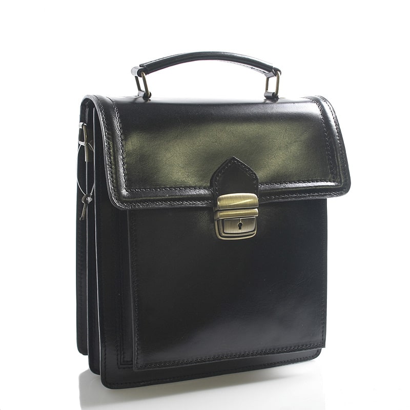 Pánské černé větší kožené etue ItalY Philip s uchem černá