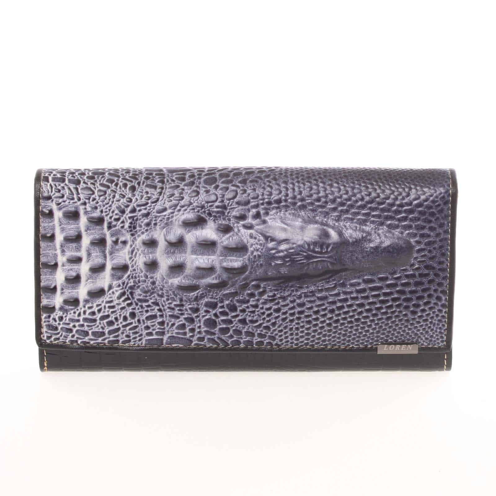 Jedinečná černá pololakovaná peněženka - Loren Croko černá