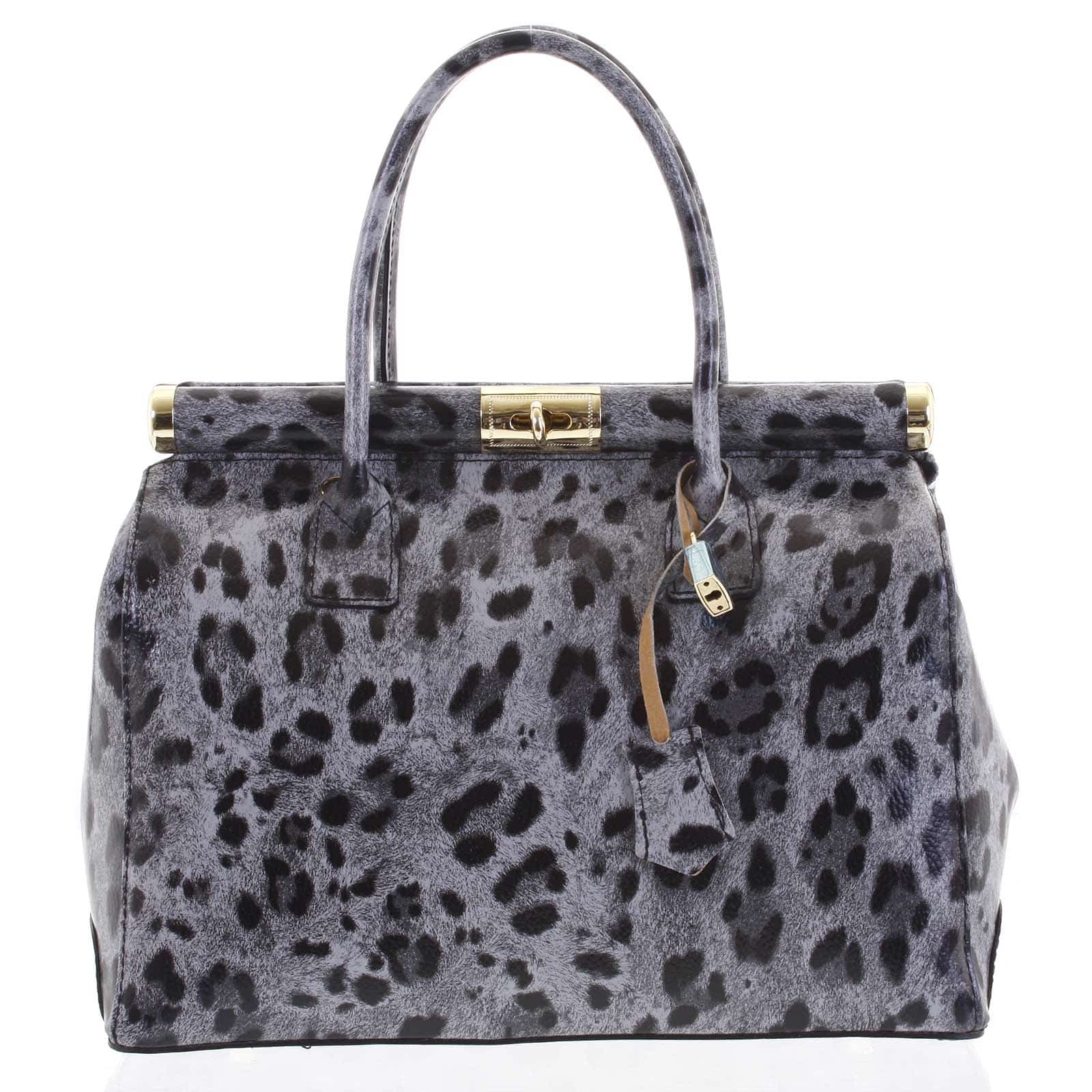 Módní originální dámská kožená kabelka do ruky šedá - ItalY Hila Jaguar šedá