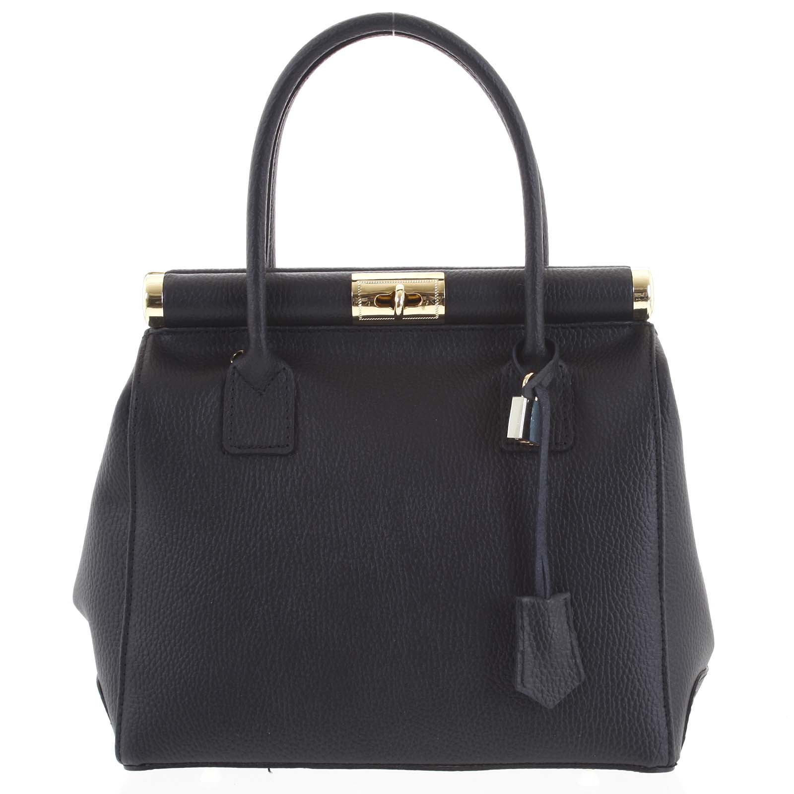 Luxusní dámská kožená kabelka do ruky černá - ItalY Hyla černá