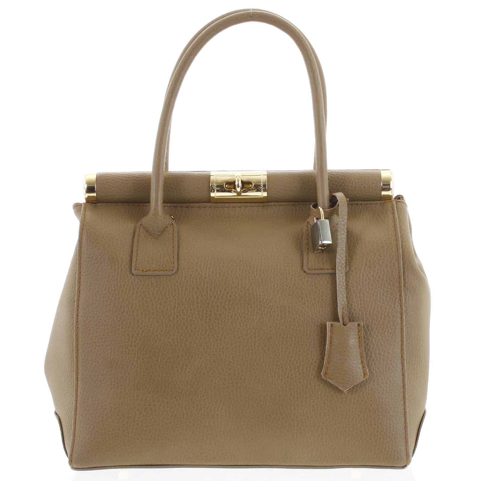 Luxusní dámská kožená kabelka do ruky béžová - ItalY Hyla béžová