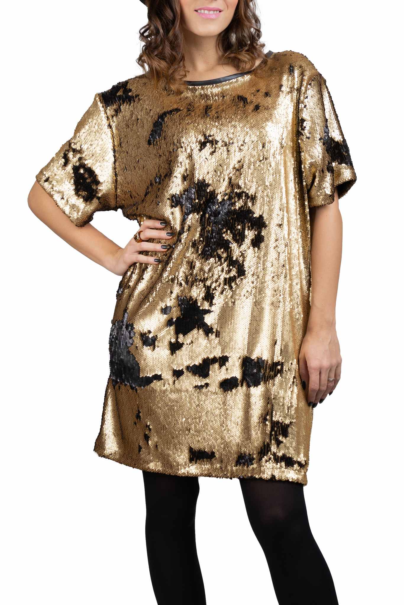 Simpo černo-zlaté flitrované šaty Flash