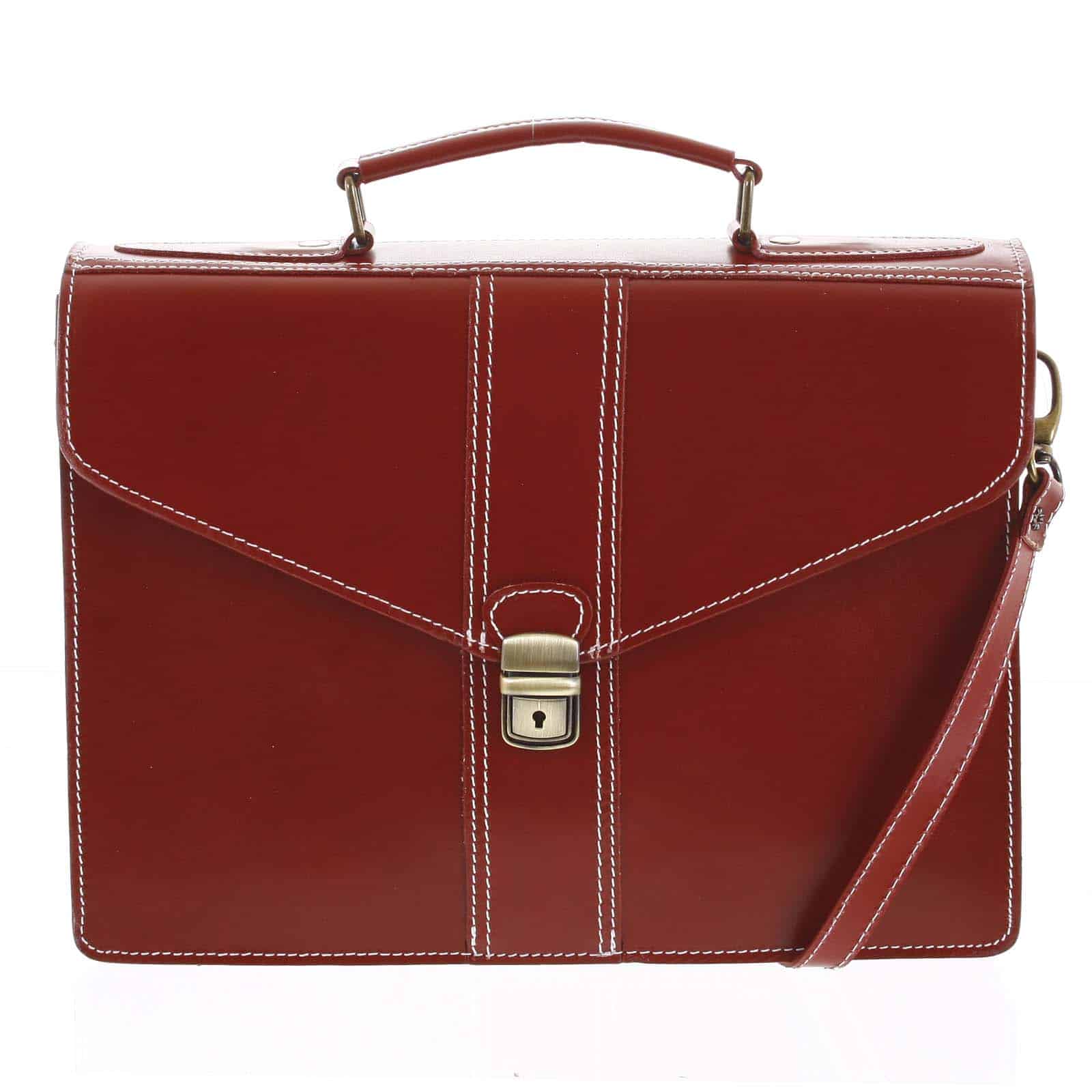 Červená kožená aktovka diplomatka - ItalY Greyson New červená