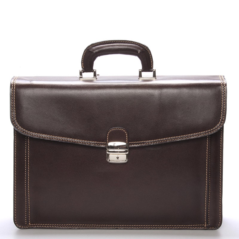 Stylová pánská kožená aktovka hnědá - ItalY K21 hnědá