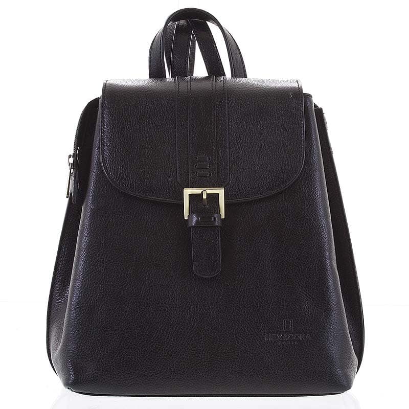 Kožený dámský moderní batoh černý - Hexagona Zosimos černá