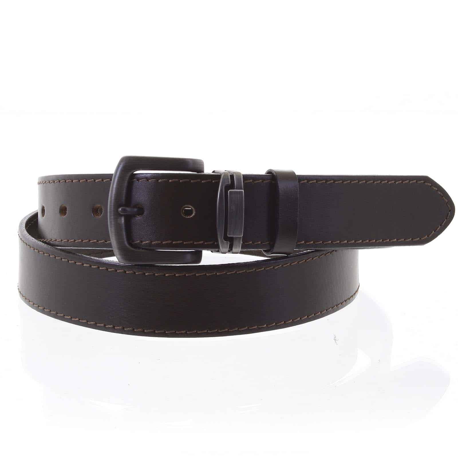 Pánský kožený opasek jeansový hnědý - PB Mach 115 hnědá