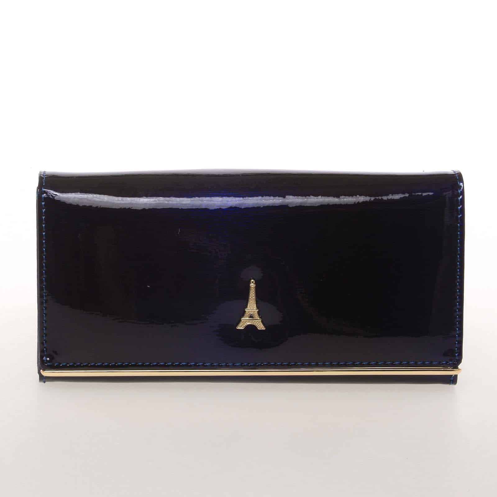 Jedinečná kožená lakovaná dámská peněženka modrá - PARIS 64003DSHK modrá