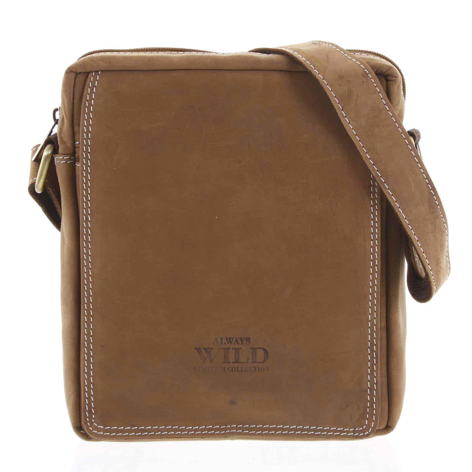 Pánská kožená crossbody taška hnědá - WILD Yander hnědá