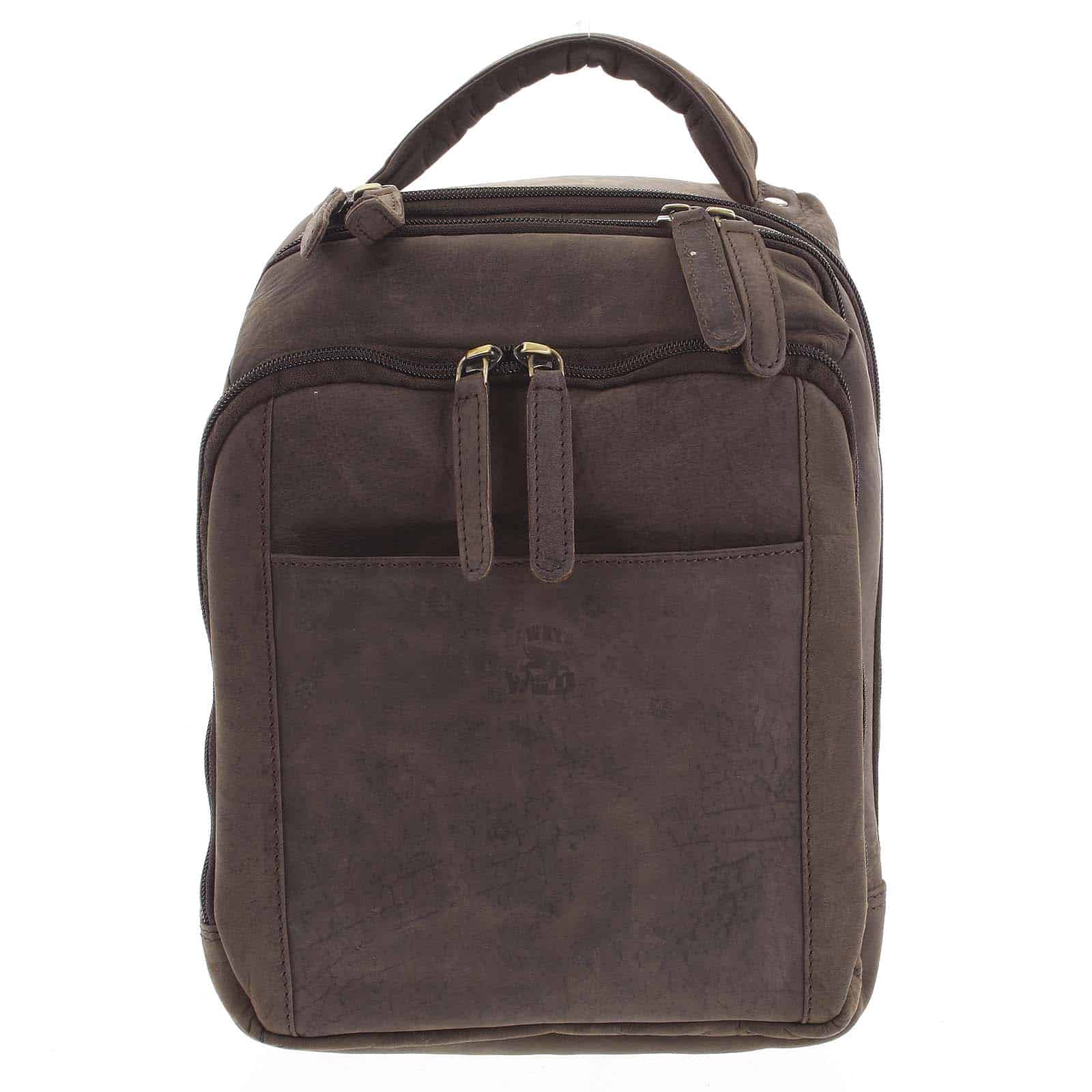 Pánský kožený batoh tmavě hnědý - WILD Josemar hnědá