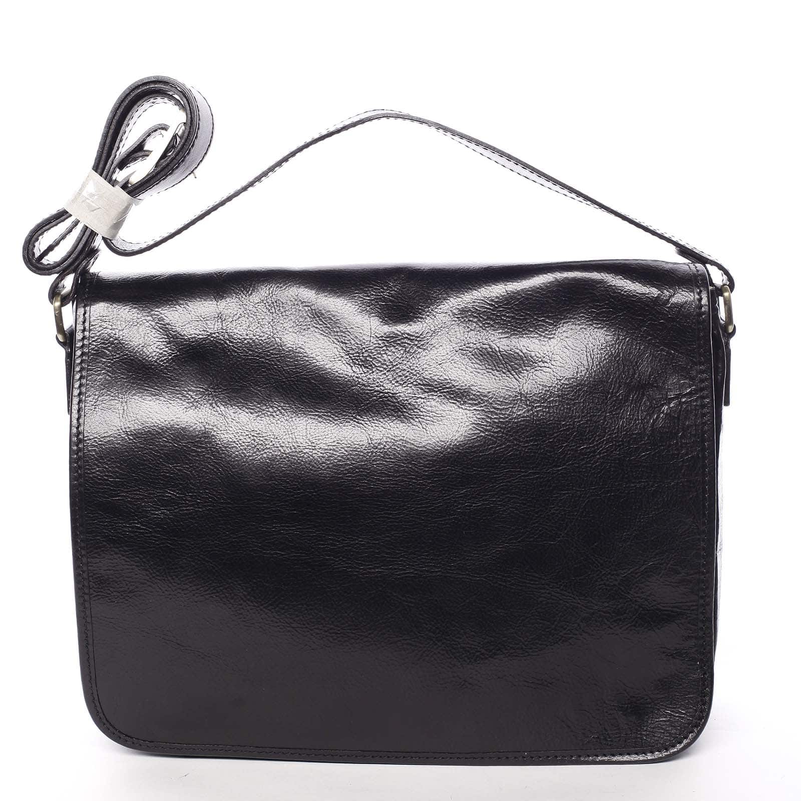 Větší pracovní kožená taška černá - ItalY Equado Achilles černá