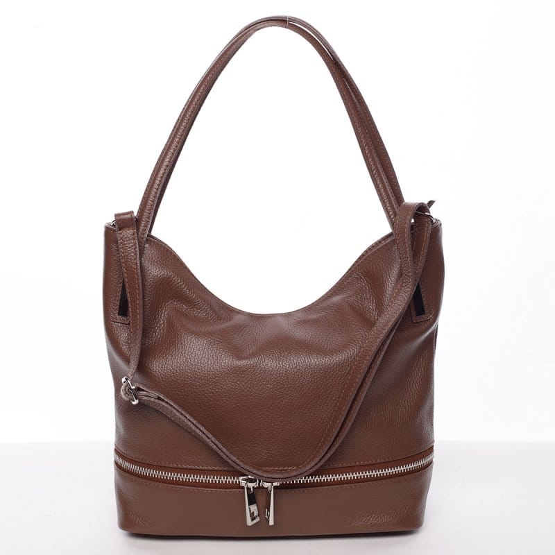 Dámská stylová kožená kabelka přes rameno hnědá - ItalY Acness hnědá
