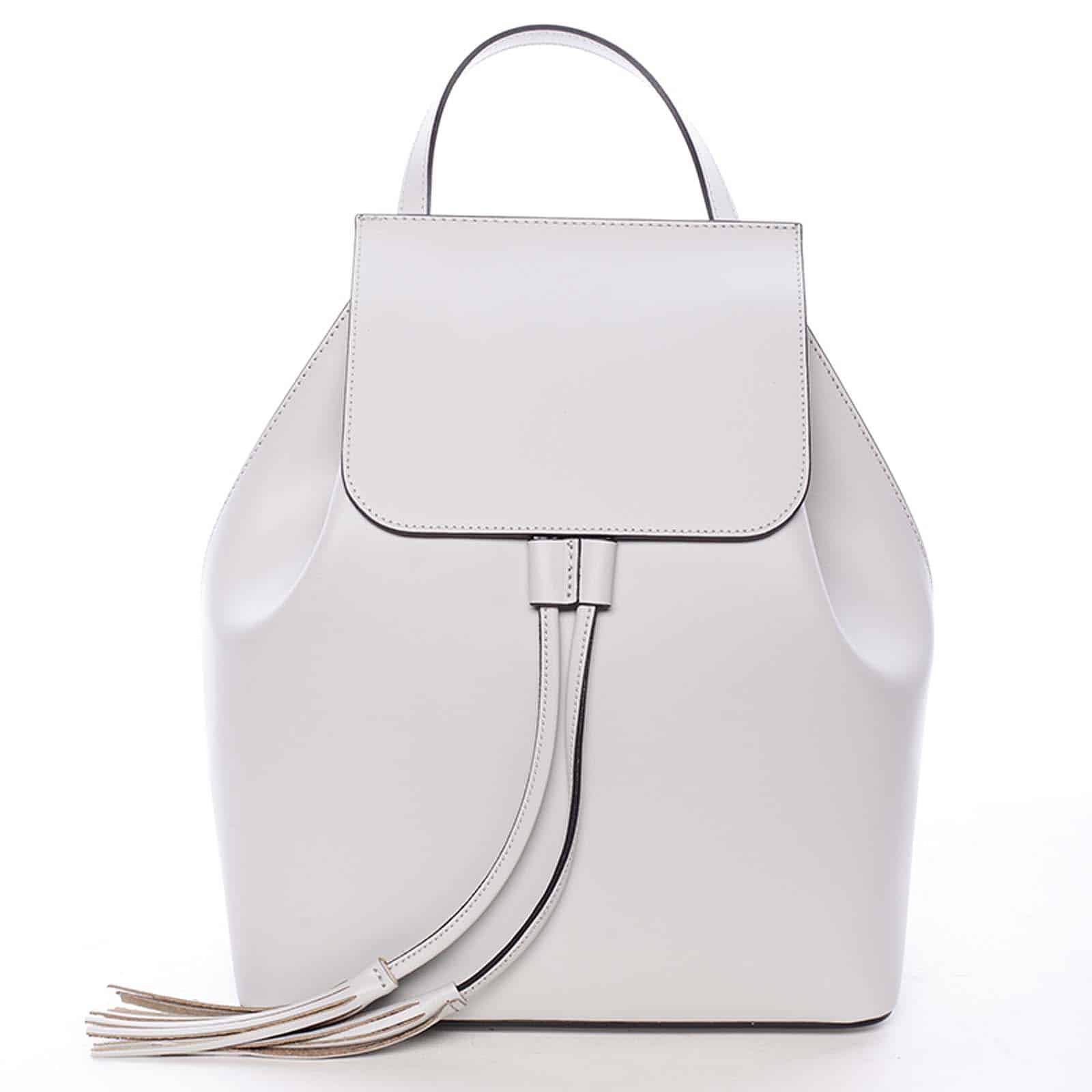 Luxusní dámský batoh světle šedý kožený - ItalY Adelpha šedá