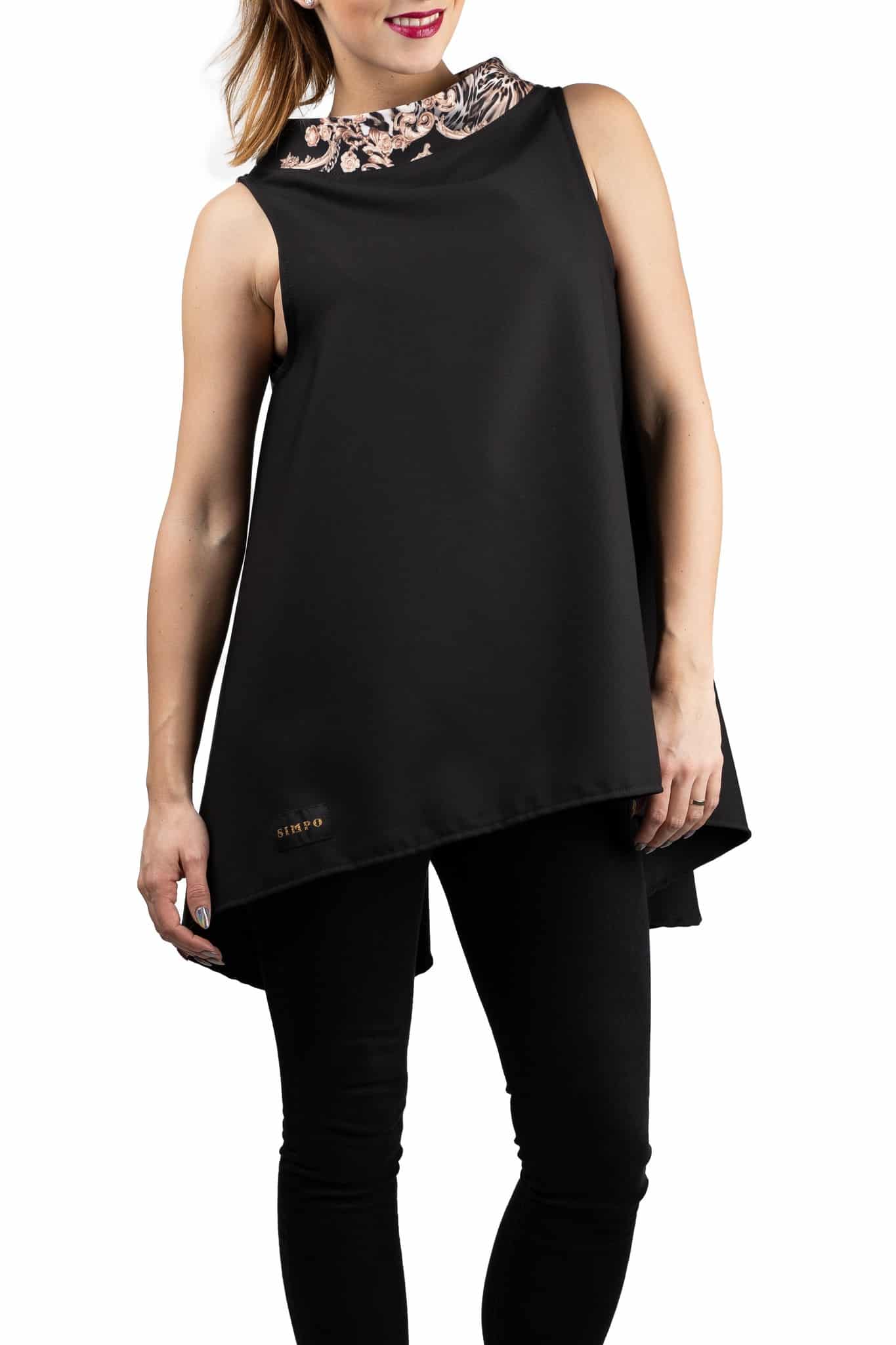 Simpo černý dámský top Leopard Wave