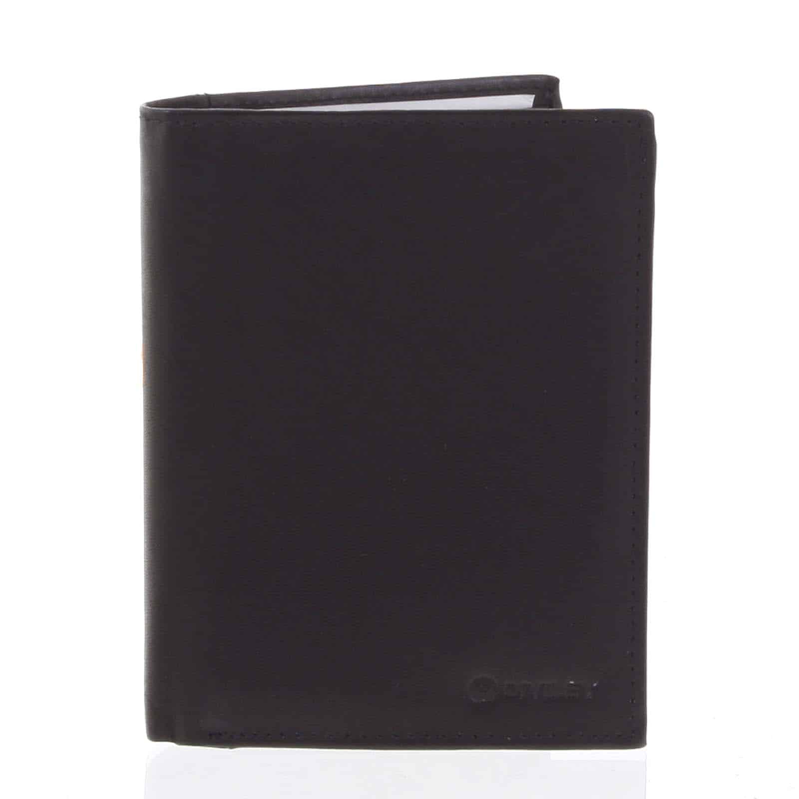 Pánská pevná kožená peněženka černá - Diviley Kainat černá