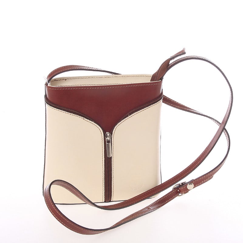 Dámská kožená crossbody kabelka béžovo hnědá - ItalY Hallie béžová