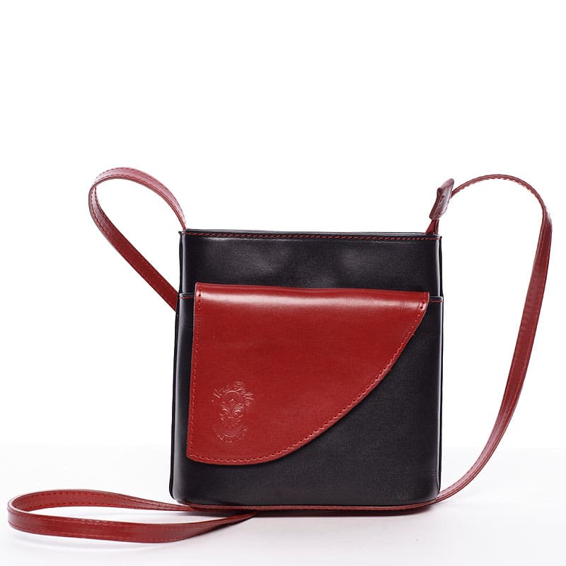 Dámská kožená crossbody kabelka černo-červená - ItalY Cora černá