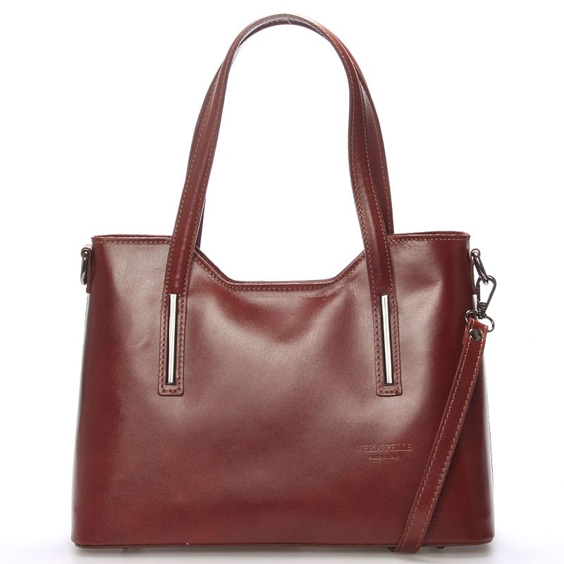 Střední kožená kabelka hnědá - ItalY Chevell hnědá