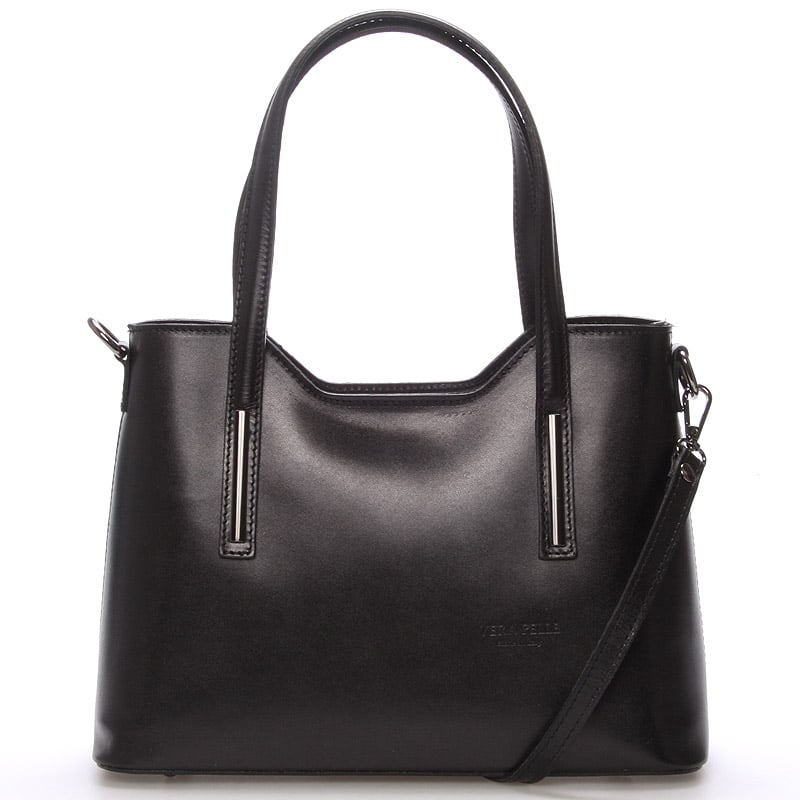 Střední kožená kabelka černá - ItalY Chevell černá