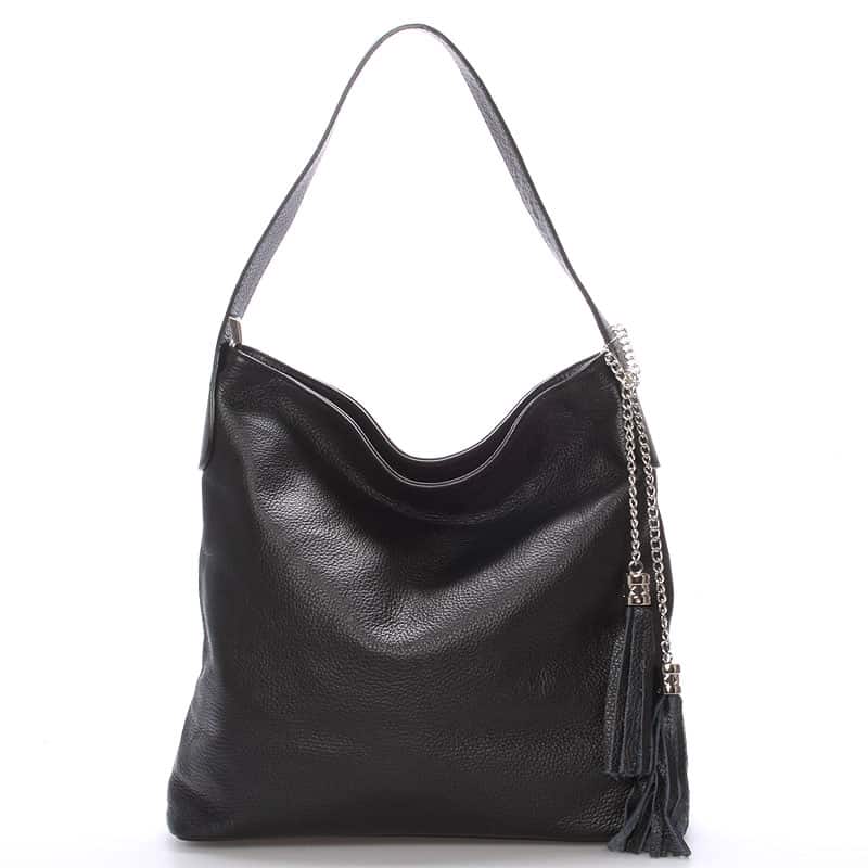 Módní kožená kabelka přes rameno černá - ItalY Georgine černá