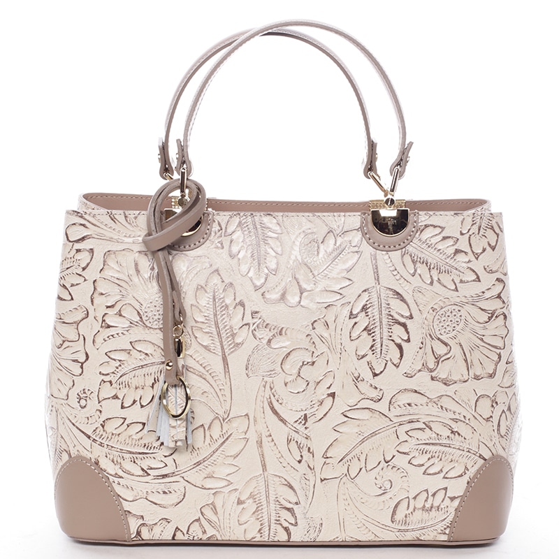 Originální dámská kožená kabelka taupe - ItalY Mattie taupe