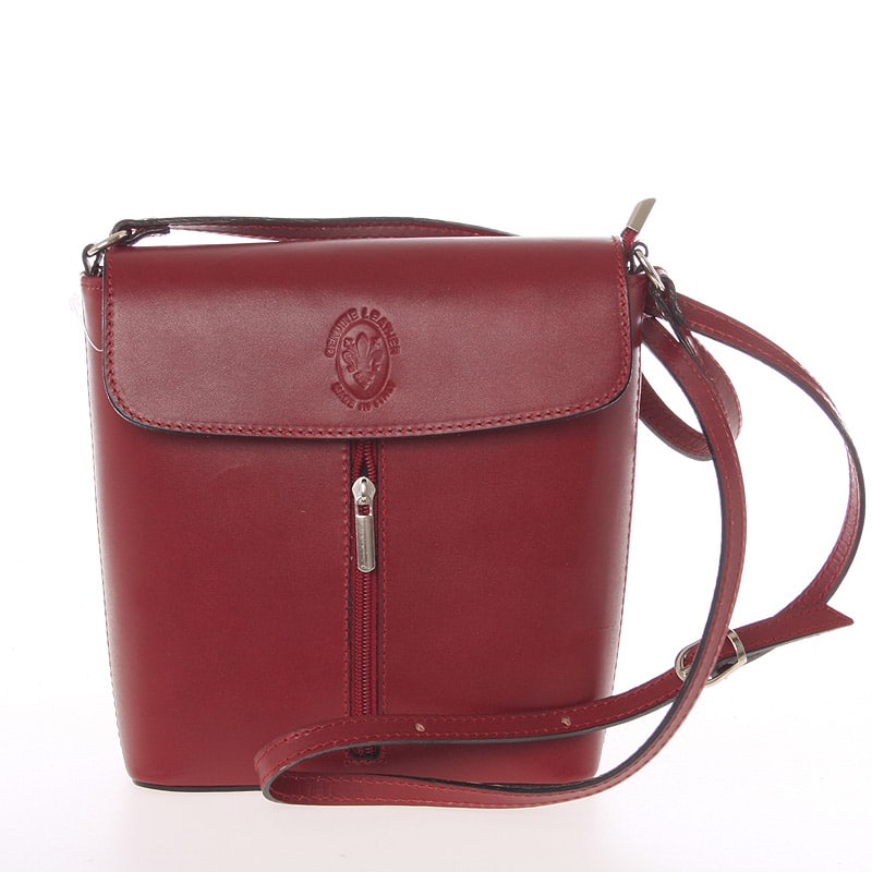 Dámská kožená crossbody kabelka červená - ItalY Marketa červená
