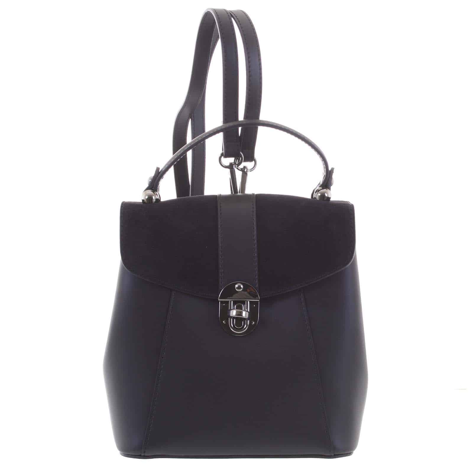 Dámský originální kožený černý batůžek/kabelka - ItalY Acnes černá