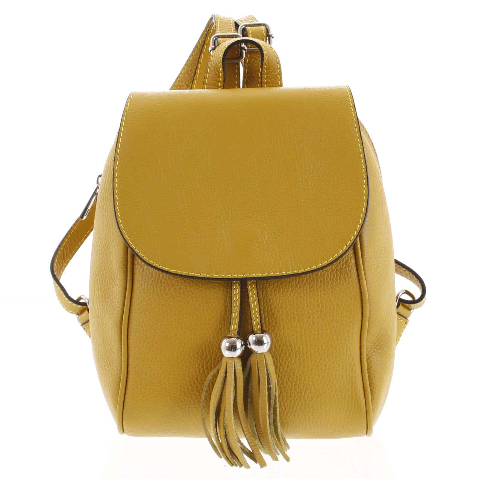 Dámský kožený batůžek žlutý - ItalY Joseph zlatá
