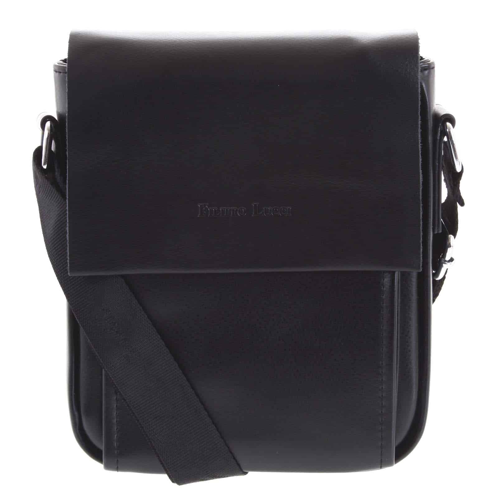 Pánská kožená crossbody taška černá - Filippo Lucci Magnett černá