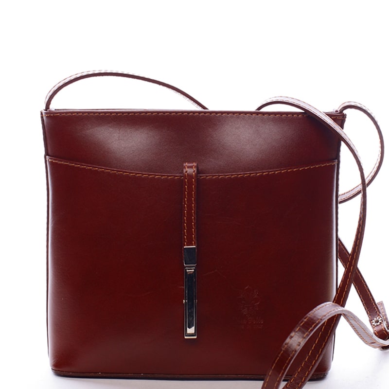 Dámská kožená crossbody kabelka hnědá - ItalY Aneta hnědá