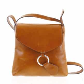 Dámská kožená crossbody kabelka koňaková - ItalY Saffie koňak